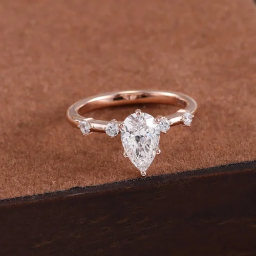 Pear Lab-Grown Diamond Solitaire Ring in 14K Solid Gold shown in the product photograph.