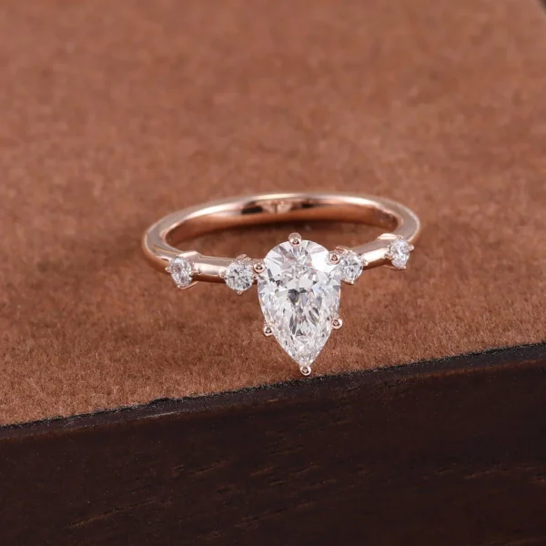 Pear Lab-Grown Diamond Solitaire Ring in 14K Solid Gold shown in the product photograph.