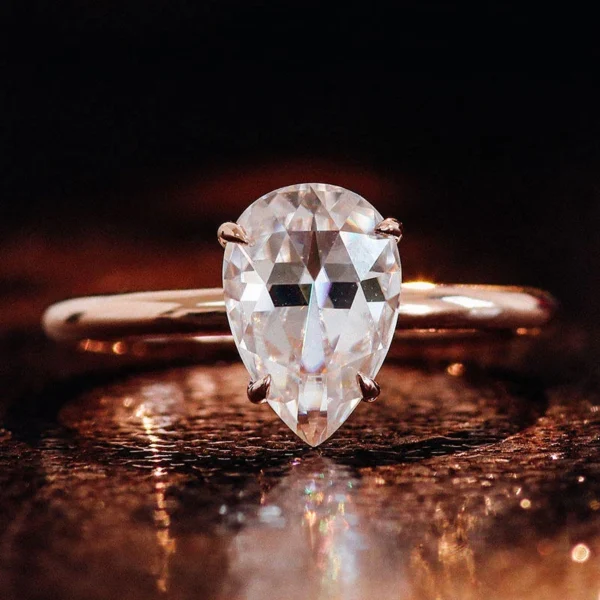 Pear Lab-Grown Diamond Solitaire Ring in 14K Solid Gold shown in the product photograph.