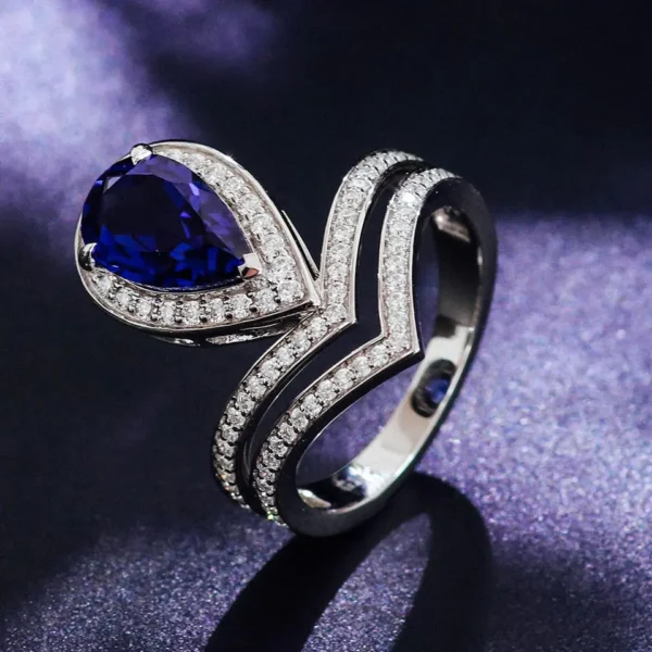 Additional product photograph showing the ring design, setting and band.