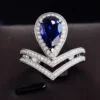 Pear Lab-Grown Sapphire Ring in Gold shown in the product photograph.
