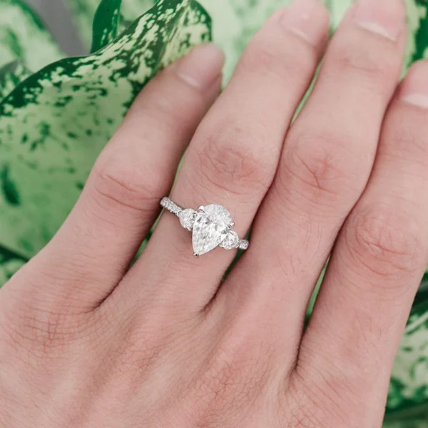 Additional product photograph showing the ring design, setting and band.