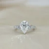 Pear Moissanite Ring in 925 Sterling Silver shown in the product photograph.