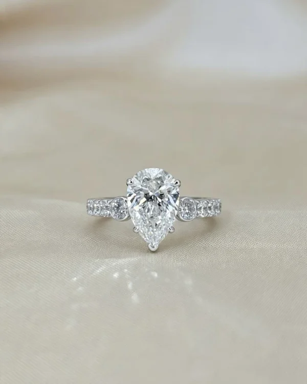 Pear Moissanite Ring in 925 Sterling Silver shown in the product photograph.