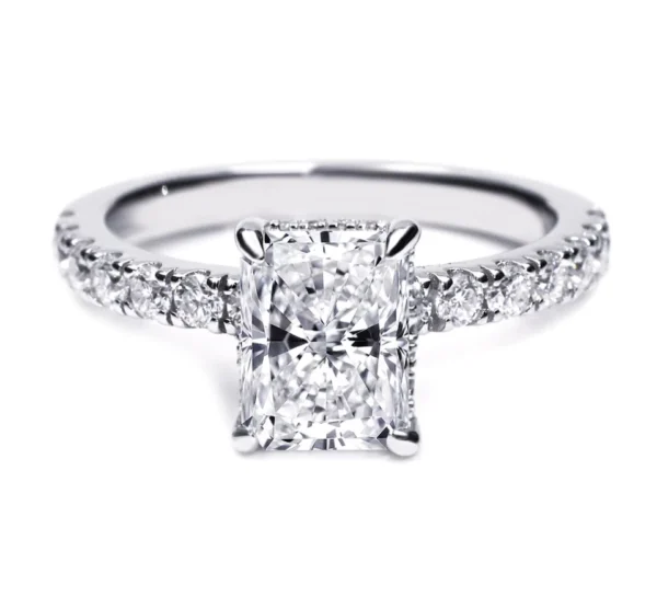 Radiant Moissanite Ring in 925 Sterling Silver shown in the product photograph.