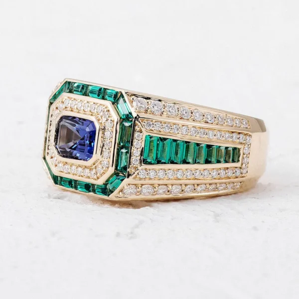 Product photograph showing the rectangular signet ring.