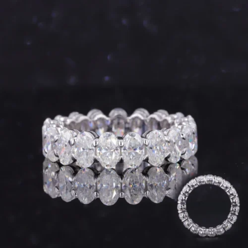 Round Gemstone Eternity Ring in Gold shown in the product photograph.