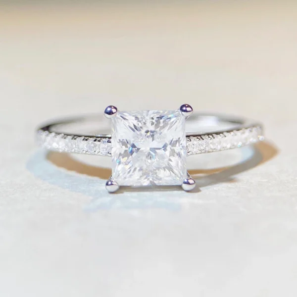 Product photograph showing the princess solitaire ring.