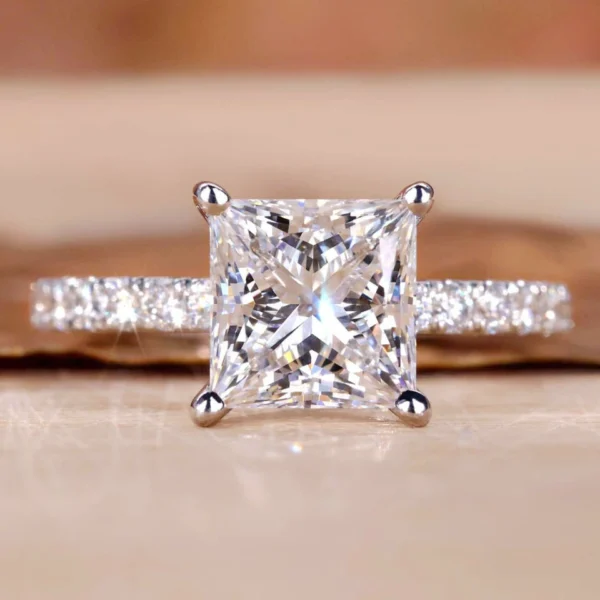 Product photograph showing the princess solitaire ring.