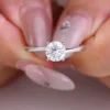 Round Gemstone Solitaire Ring in Gold shown in the product photograph.