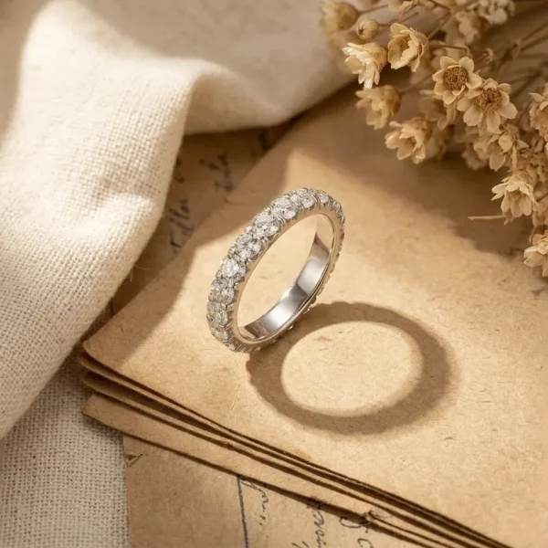 Additional product photograph showing the ring design, setting and band.