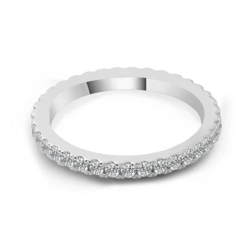 Jewelry design reference showing the ring setting and band. Round Stone Eternity Wedding Band Design.