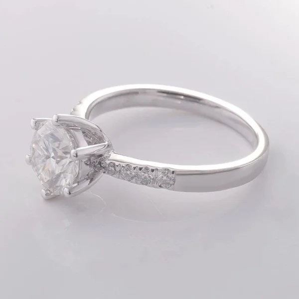 Additional product photograph showing the ring design, setting and band.
