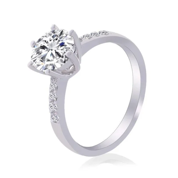 Additional product photograph showing the ring design, setting and band.