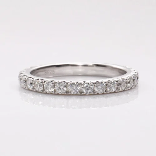 Round Lab-Grown Diamond Half Eternity Ring in Gold - Product View Round Lab-Grown Diamond Half Eternity Ring in Gold shown in the product photograph.