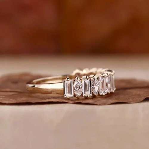 Mixed-Cut Half-Eternity Ring - Product View Product photograph showing the mixed-cut half-eternity ring.