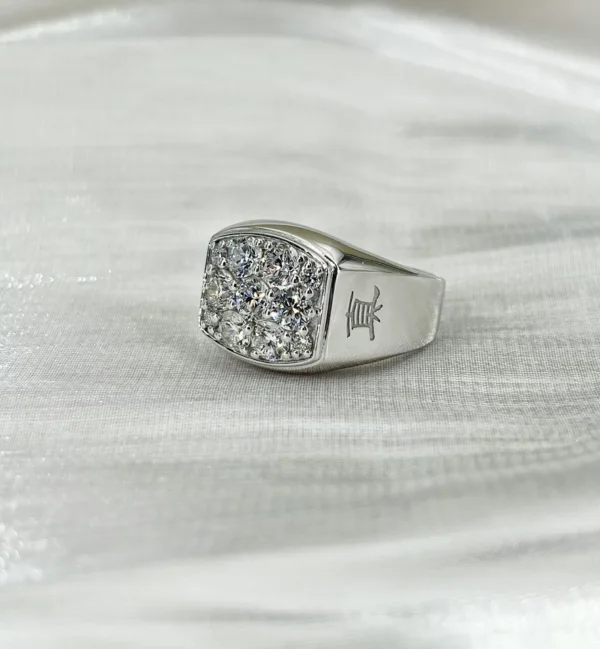 Additional product photograph showing the ring design, setting and band.