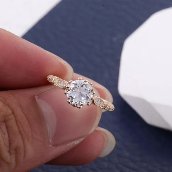 Round Lab-Grown Diamond Ring in Gold shown in the product photograph.