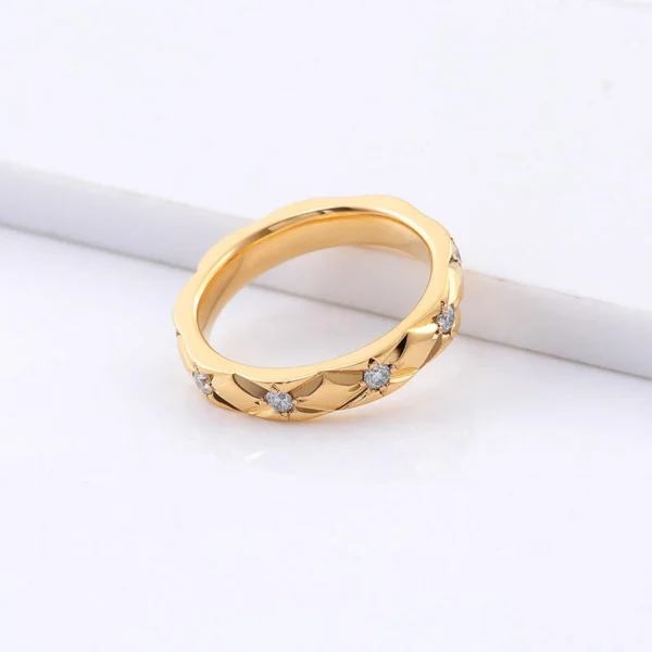 Additional product photograph showing the ring design, setting and band.