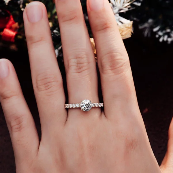 Additional product photograph showing the ring design, setting and band.