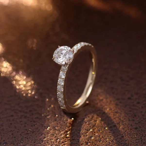 Round Lab-Grown Diamond Ring in Gold shown in the product photograph.
