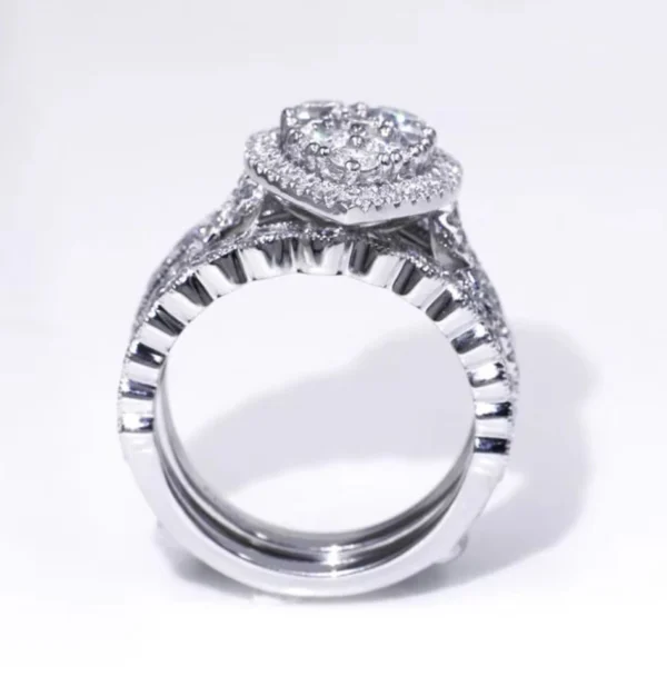 Additional product photograph showing the ring design, setting and band.