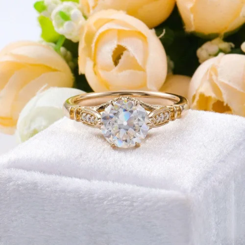 Round Lab-Grown Diamond Solitaire Ring in 14K Solid Gold shown in the product photograph.