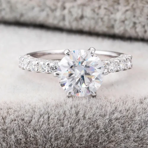 Round Lab-Grown Diamond Solitaire Ring in 14K Solid Gold shown in the product photograph.
