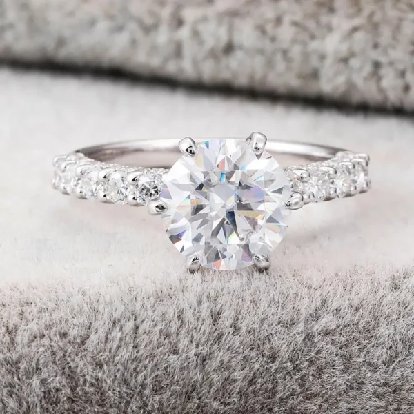Round Lab-Grown Diamond Solitaire Ring in 14K Solid Gold shown in the product photograph.