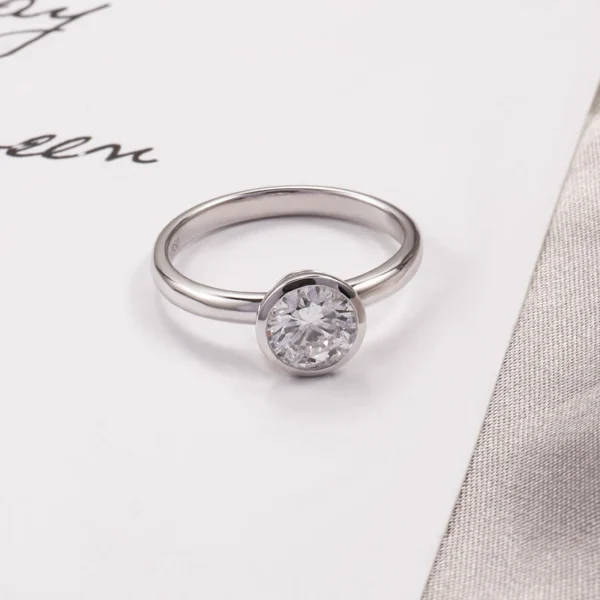 Round Lab-Grown Diamond Solitaire Ring in 14K Solid Gold shown in the product photograph.