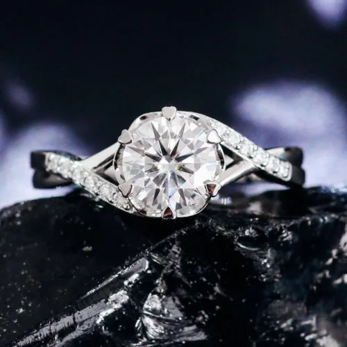 Round Lab-Grown Diamond Twist Ring shown in the product photograph.