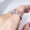 Additional product photograph showing the ring design, setting and band.