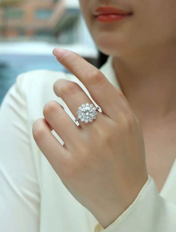 Additional product photograph showing the ring design, setting and band.