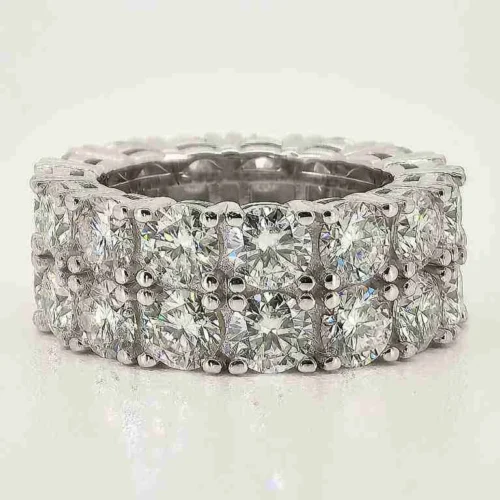 Round Moissanite Iced-Out Ring in 925 Sterling Silver - Product View Round Moissanite Iced-Out Ring in 925 Sterling Silver shown in the product photograph.