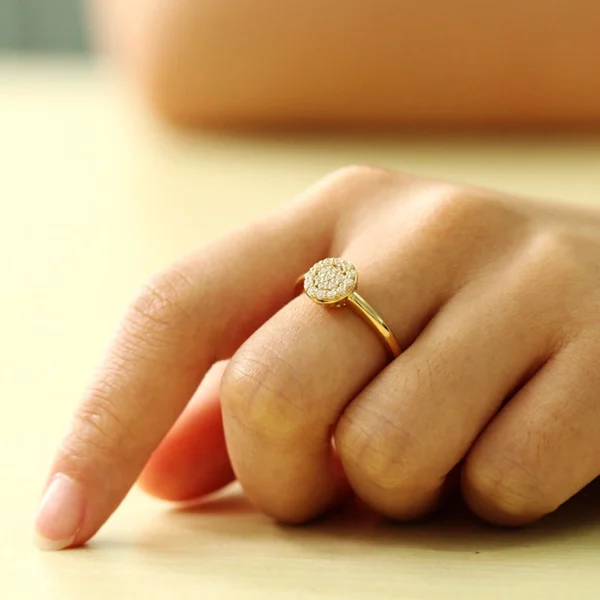 Additional product photograph showing the ring design, setting and band.