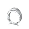 Round Moissanite Signet Ring in White Gold, product view 2.