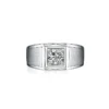 Round Moissanite Signet Ring in White Gold, product view 4.