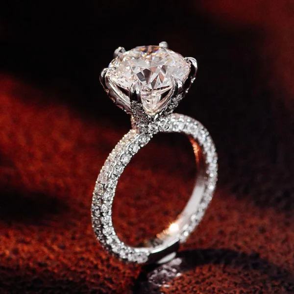 Additional product photograph showing the ring design, setting and band.