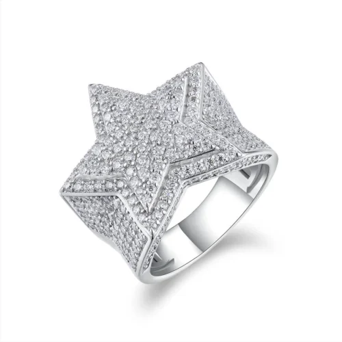 Round Moissanite Ring in 925 Sterling Silver shown in the product photograph.