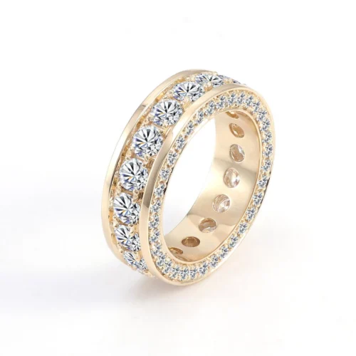Round Moissanite Ring in Gold shown in the product photograph.