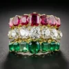 Alternative eternity band designs shown together. Colored Gemstone Eternity Band Designs.