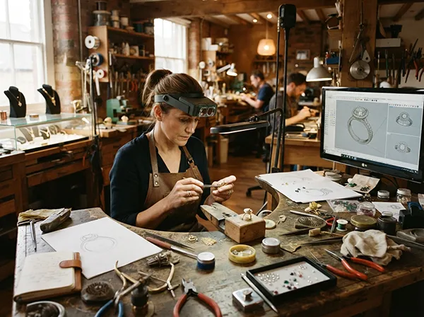 Bespoke jewelry design bench and casting