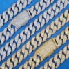 Silver Moissanite Pave Cuban Link Necklace, product design view 3.