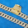 Silver Moissanite Pave Cuban Link Necklace, product design view 5.